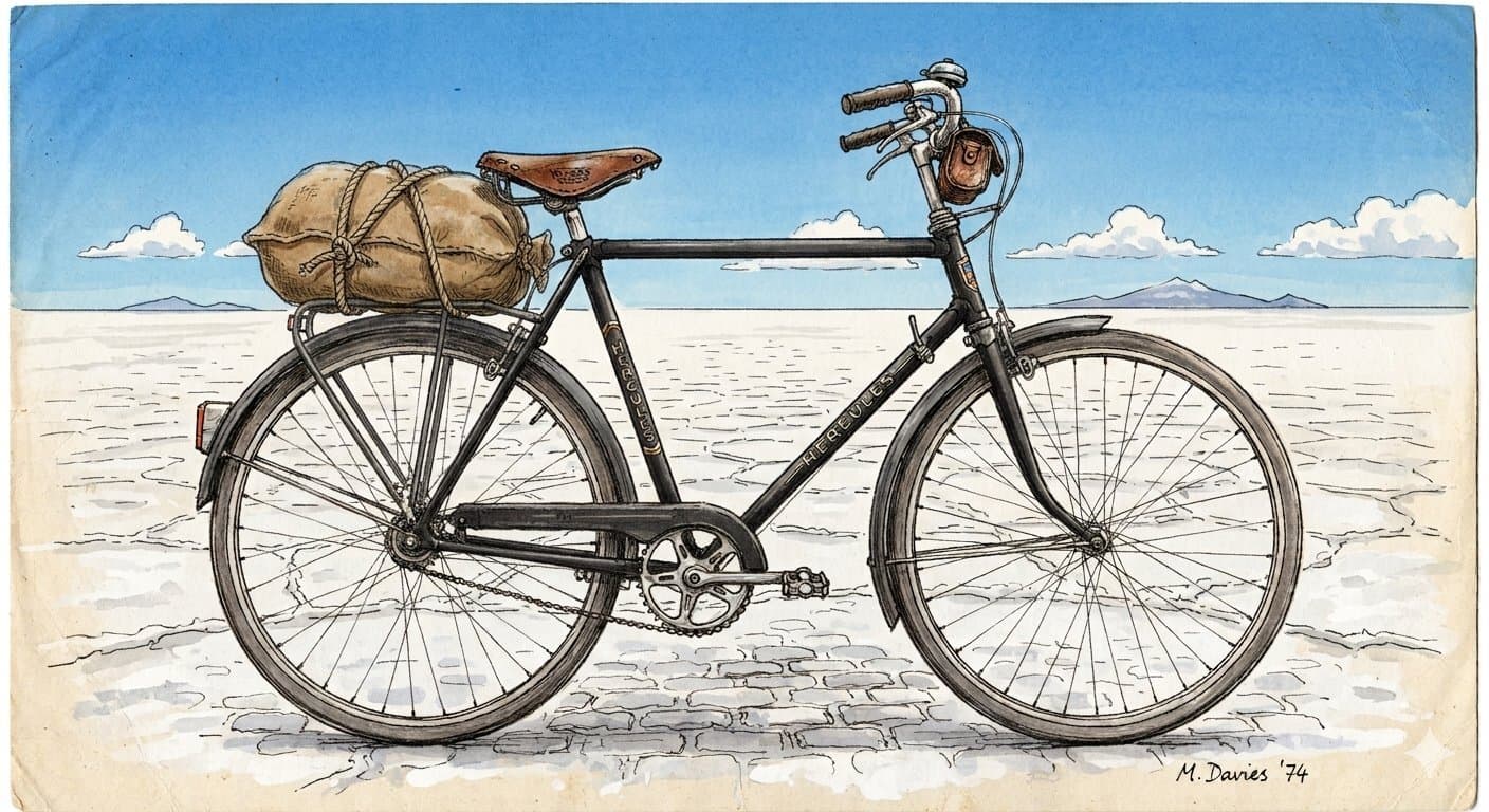Bicicleta sobre la sal blanca del Salar de Uyuni